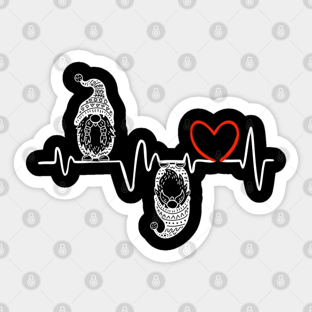 Heartbeat Christmas Gnome Face Funny Heart Frequency Sticker by alcoshirts